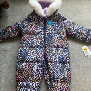 NWT Carter's Floral Snowsuit with Faux Fur